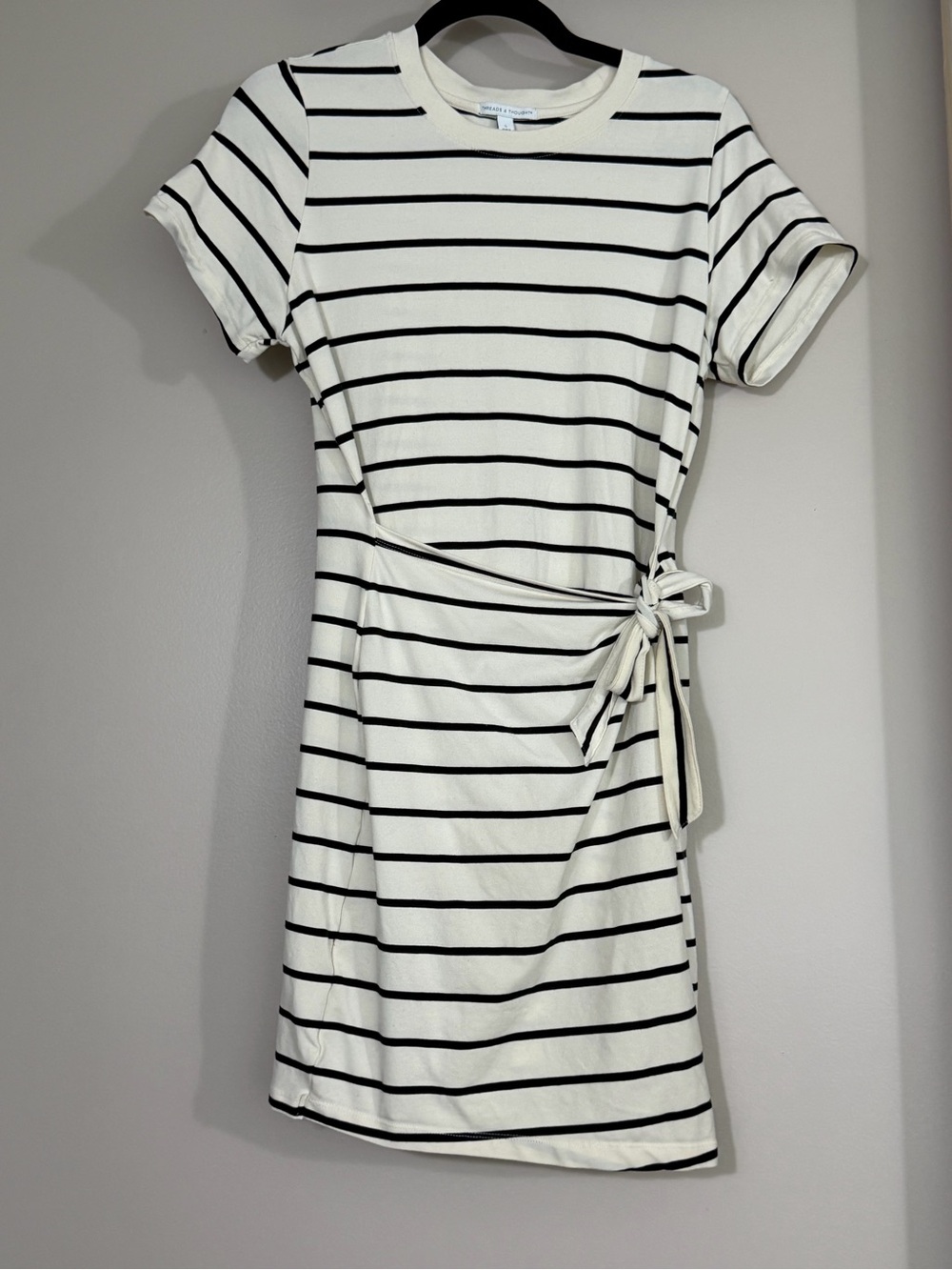 THREADS 4 THOUGH lT Striped asymmetrical Tie-Waist Mini Dress, sz S